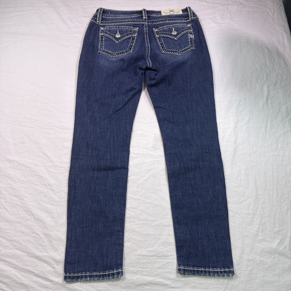 Miss Me Women 29x29 Jeans Blue Medium Wash Slim Fit Embellished MID RISE SKINNY - Picture 8 of 10